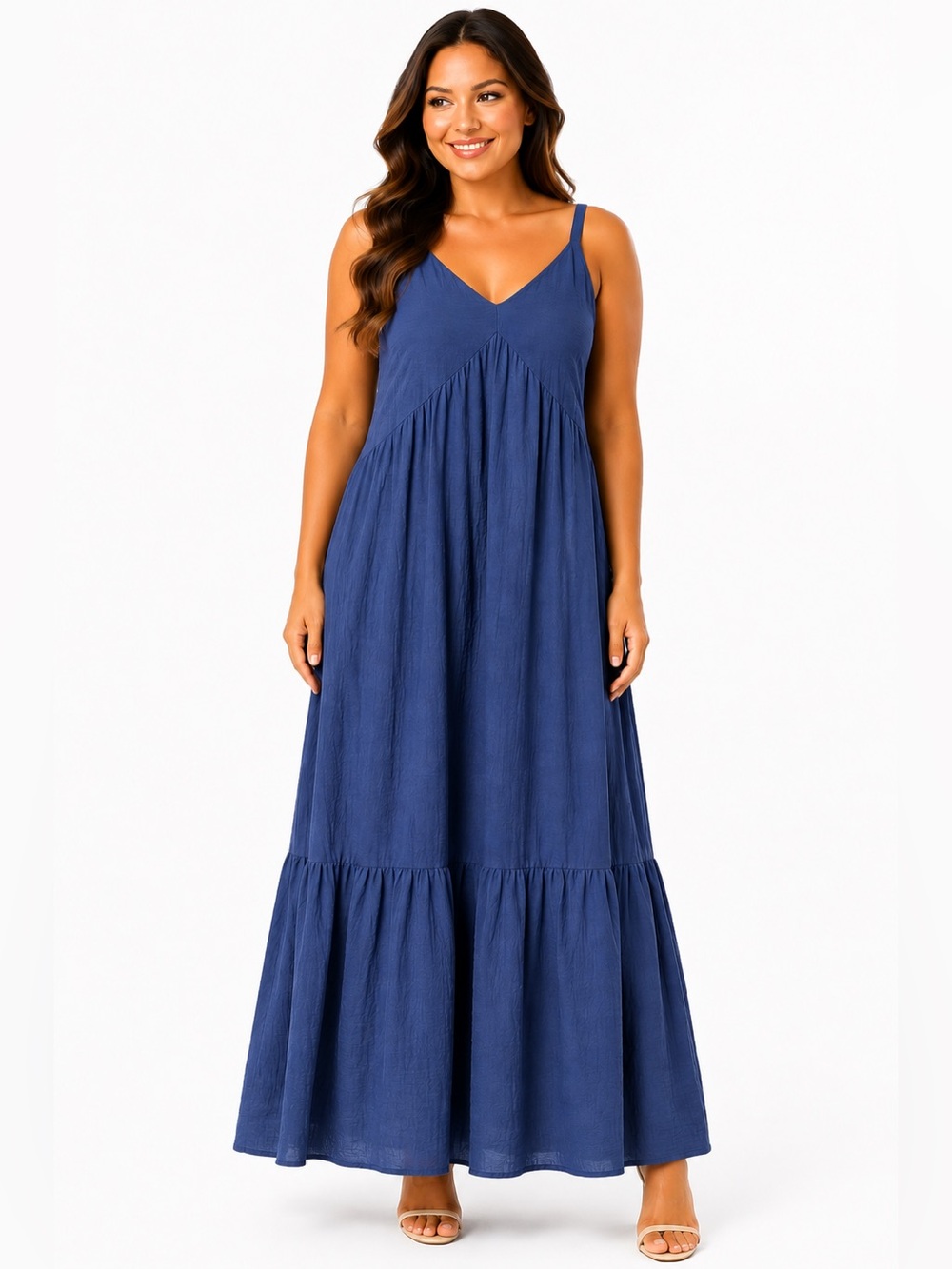 Banana Republic Blue V-Neck Tiered Maxi Dress XS NWT
